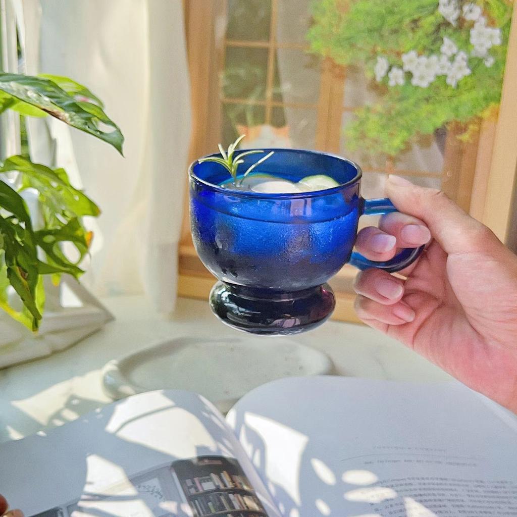 New Stained Glass Cup with Saucer Nordic Style Household Personal Coffee Cup with Spoon