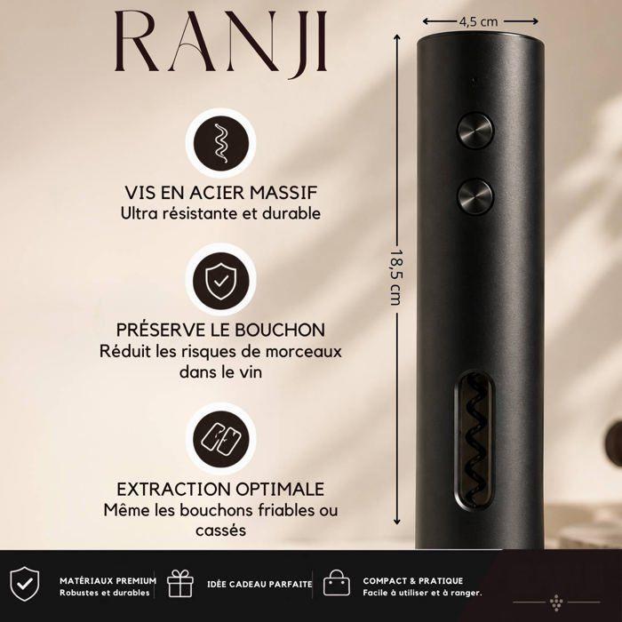 Ranji - Kit Tire Bouchon Électrique Rechargeable USB C, Coffret Ouvre Bouteille Électrique Automatique