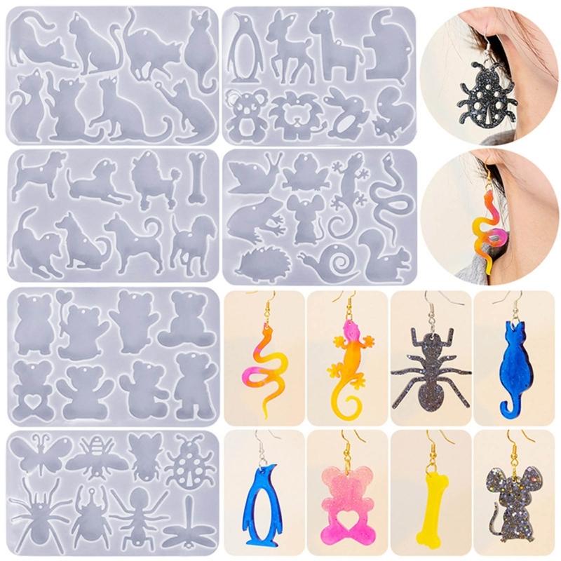 Crystal Resin Silicone Mold Geometric Animal Molds for Earrings Listing Jewelry Making Charm DIY Necklace Pendant Molds