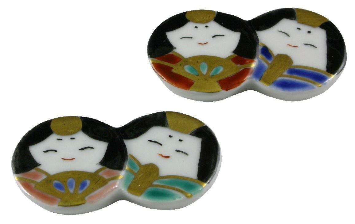

Kyoto ware Kiyomizu ware Eizumi chopstick rest pair Hina Madoka HEU529