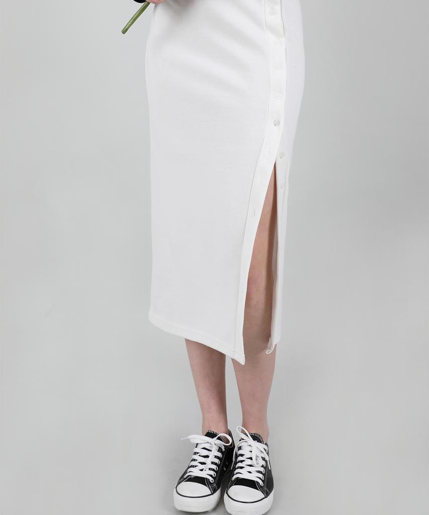 CATTLINE Button Elastic Long Skirt (Ivory)