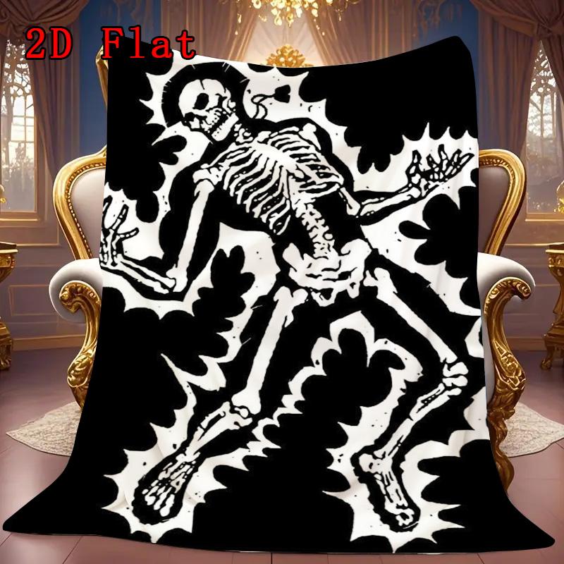 Electrified Skull 2D Flat Pattern Flannel Blanket High quality All Seasons Warmth and Comfort Perfect for Christmas Gifts.MMT0918384