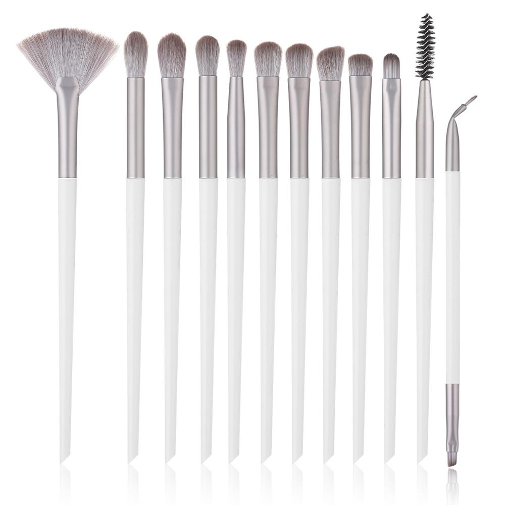 

12pcs Eye Detail Makeup Brushes Pony Hair Precision Eye Shadow Lying Silkworm Brightening Eyeliner Applicator Small белый