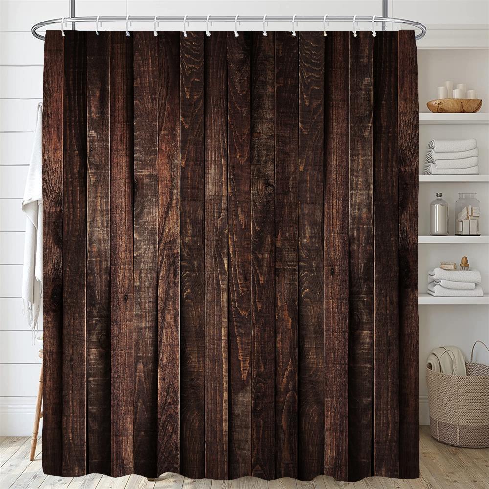 Rural Brick Wall Printed Shower Curtain Mildew Washable Curtain with Hooks Bathroom Decorative Curtain Rocks 3D Shower Curtains