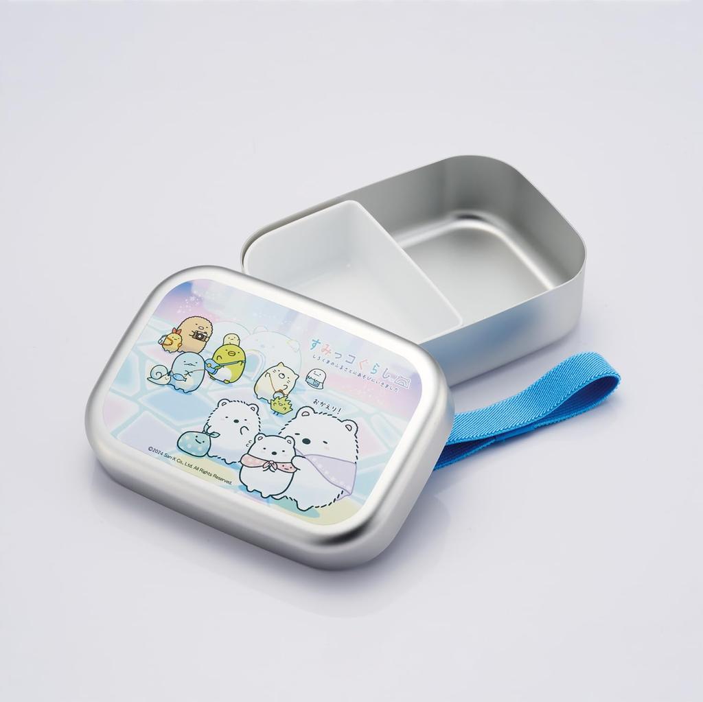 Skater Aluminum Lunch Box for Kids, 370ml Capacity, Insulated Storage, Lunch Belt Included, Made In Japan, Sumikko Gurashi "Shirokuma Furusato"