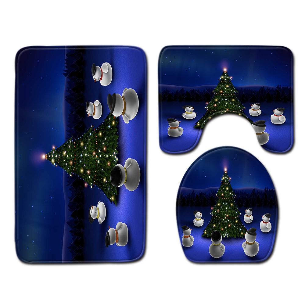 Christmas Bathroom Floor Mat Toilet Three-Piece Set