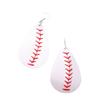 Handcrafted Leather Baseball Earring, Bracelet & Keychain Set with Baseball Pattern