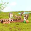 4Pcs Mini Squirrel Animal Figurine DIY Miniature Fairy Garden Bonsai Ornament