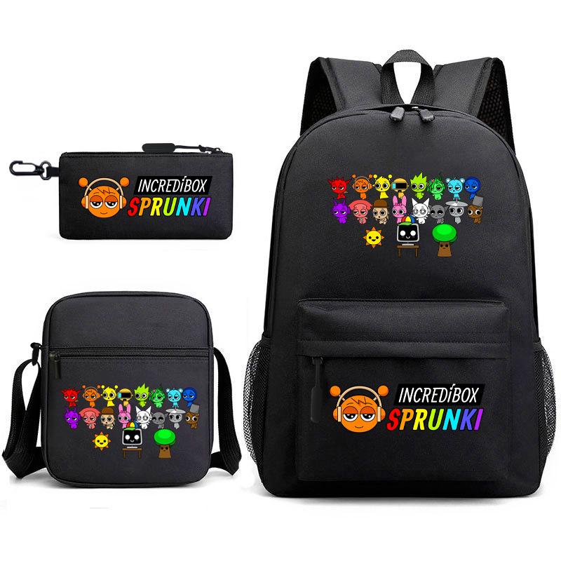 3D New Game Rhythm Box Sprunki School Bag Backpack Elementary and Secondary School Backpack Crossbody Bag Pencil Bag D