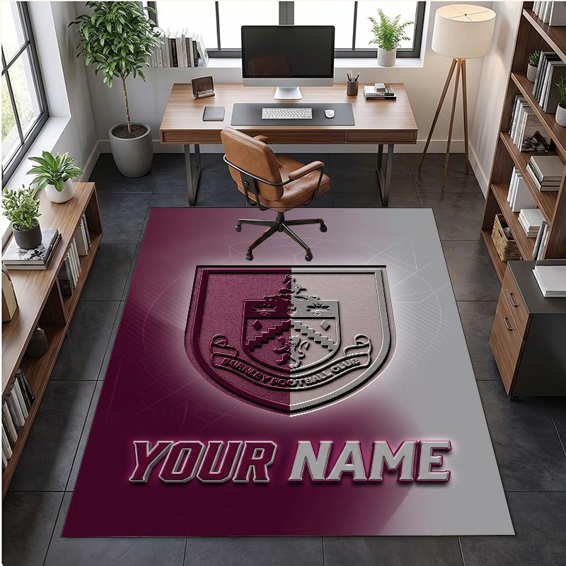 Crystal Velvet Rug Burnley Football Print Custom Name Text Floor Mat Home Decor
