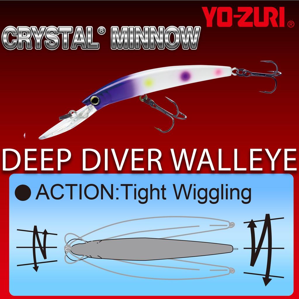 Crystal Minnow DD Walleye Floating Hot Tiger YO-ZURI Lure, 90mm, Color