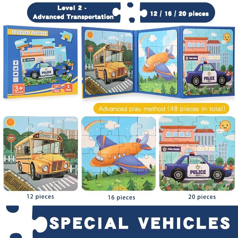 Montessori Magnetic Puzzle Games for Boy Girl Kids Travel Busy Quiet Book Wooden Magnet Jigsaw Puzzle Educational Toys 3 4 5 Y