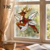 Christmas Tree Decor Snowman/Santa Claus/Deer Suncatcher, Stained Glass Style Pendant with Hanging Acrylic Chain, 2D Flat Ornament for Garden