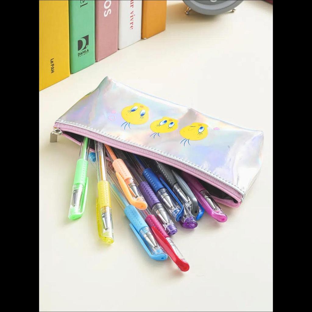 [K-Stationery] Estuche Holográfico Tweety de Looney Tunes de Daiso Corea - Lindo Material Escolar de Papelería Coreana
