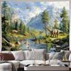 2D Dinosaur Park Wall Hanging Tapestry, Ancient Wildlife Nature Landscape for Home Decor