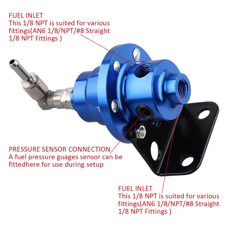 Adjustable Fuel Pressure Regulator Car Vehicle Refitting Fuel Supercharger Aluminum Universal with Gauge Kit