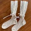 Womens Calf Socks, Sweet Girl Lace Ruffle Knee Socks Fashion Ladies Girl Princess Mesh Patchwork Socks Stockings