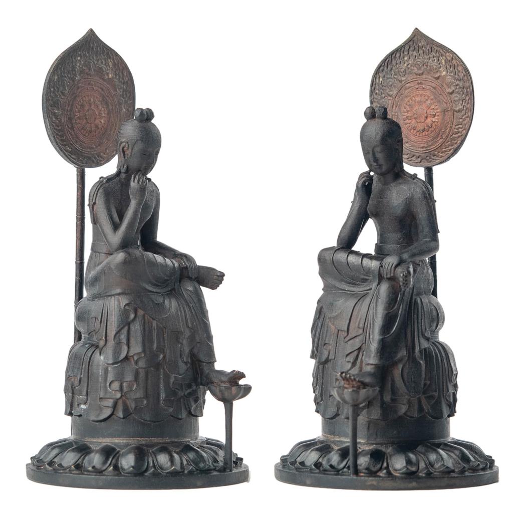 Miniature Painted Bodhisattva Statue Buddhist Wood Buddha Statue World Bodhisattva Buddha, Present-day Half-Lotus (Wooden Boxwood) - Statue,