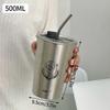 New  Stainless Steel Coffee Mug with Straw Lid Portable Coffee Cup Drinking Beer Milk Water Cup Restaurant Bar Party 500ml