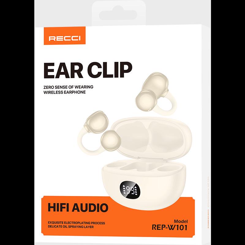Recci REP-W101 True Wireless Bluetooth Earphones with Ear-Clip & Digital Display