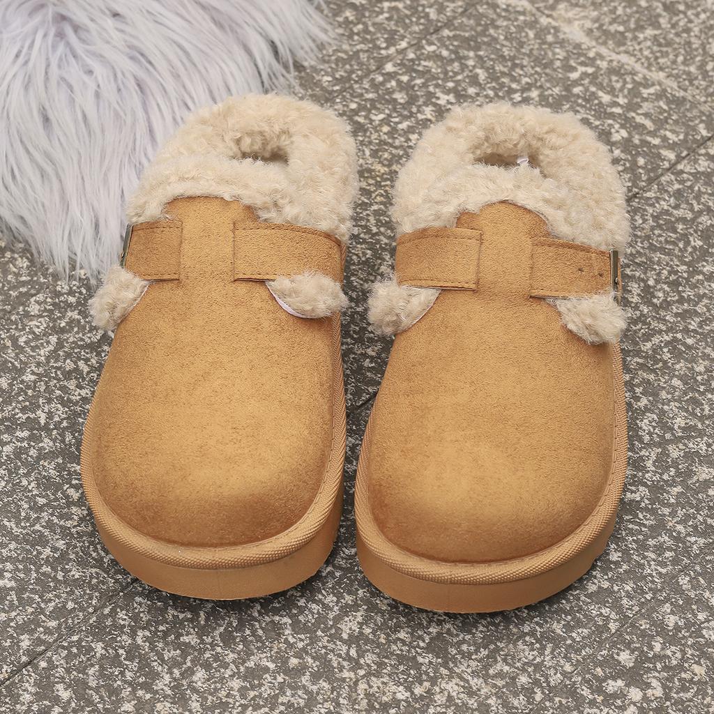 Damenweite Fell-Birkenstocks, Plüschgefütterte Plateau-Schneestiefel, Europäische Winter-Booties für Damen