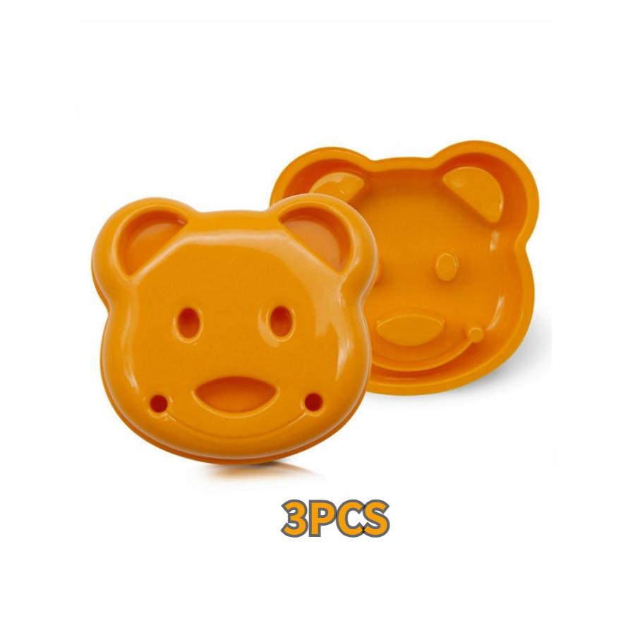 3 pcs Cute Cartoon Toast Lunch Box Cutter Breakfast Bread Rice Ball DIY Little Bear Sandwich Mold