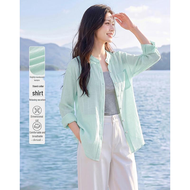 Women s Relaxed Summer Blouse M светло-зеленый
