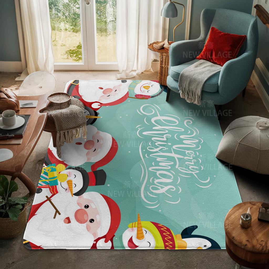 House Entrance Carpet Home Door Mat Living Room Bath Foot Bathroom Non-slip Water Absorption Rugs Bath Merry Christmas Winter