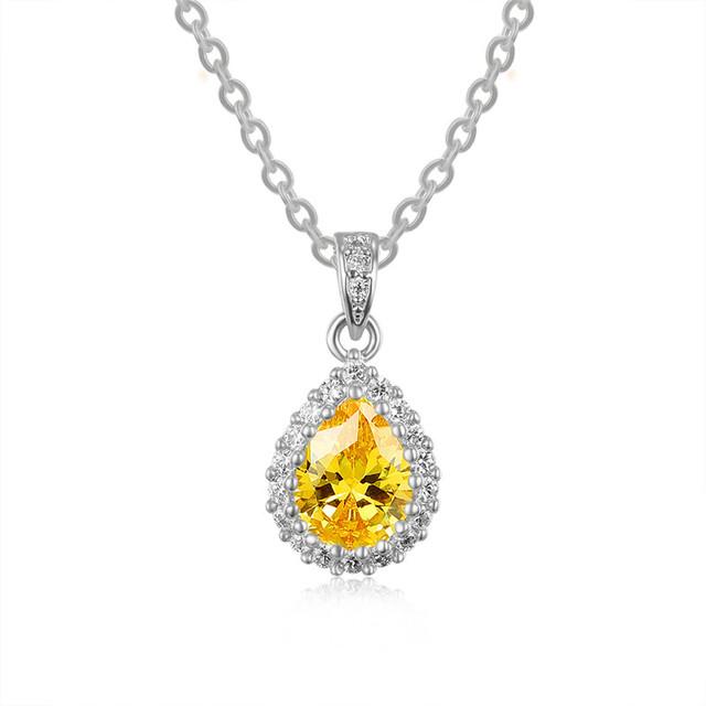 Vintage Female Red Green Pendant Necklace Rose Gold Color Crystal Stone Necklaces For Women Dainty Water Drop Wedding Necklace