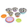 7PCS Mixing Bowls with Lids Stainless Steel Plastic Stackable Nesting Bowl Salad Food Container Set