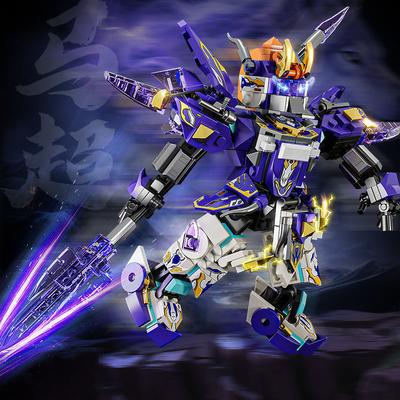 Mecha Warrior Model Super Hero Purple Robot Building Blocks DIY Assembly Figure Boy Birthday Christmas Gift Kids Toy