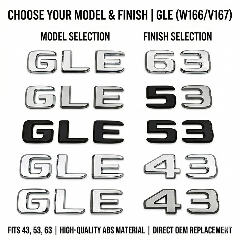 3D ABS Car Rear Trunk Letters Emblem Badge GLE 63 GLE 53 GLE 43 Glossy Black Chrome Decal Sticker For Benz W166 W167 Accessories