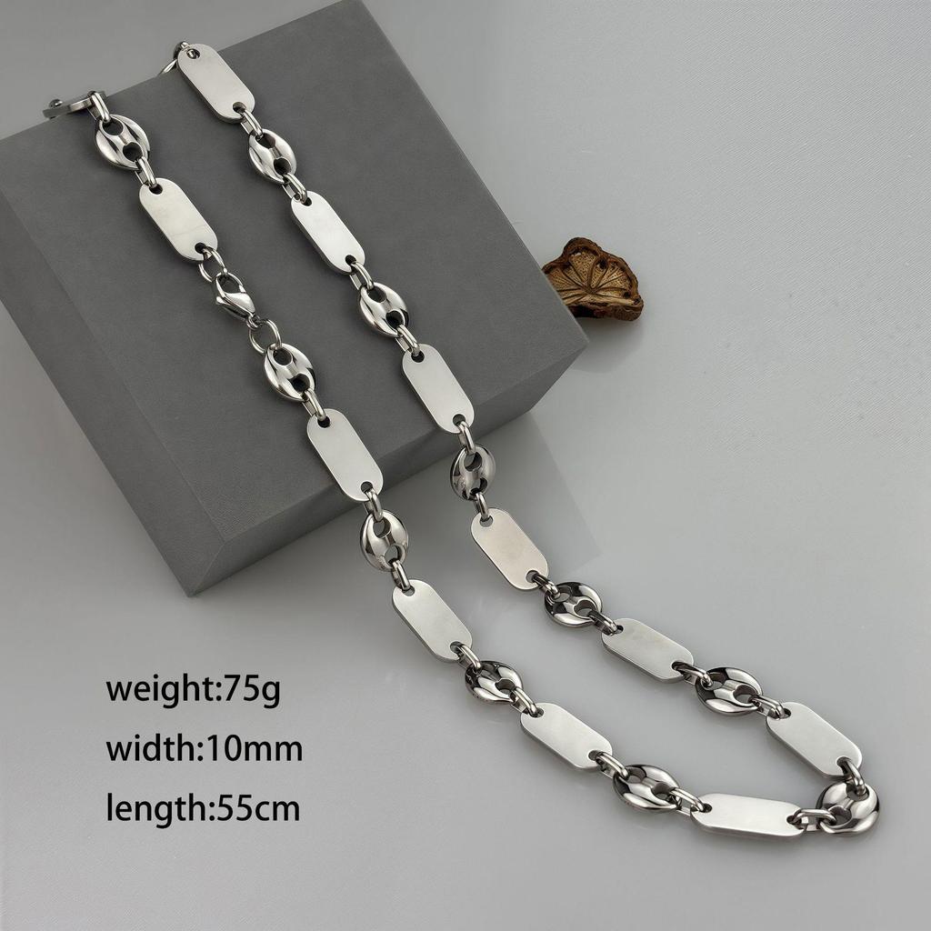 Handgefertigte Kaiserliche Kette Modeschmuck Halskette - Großloch Glatt Edelstahl