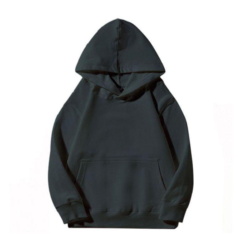 4-14 Years Kids Solid Color Hooded Pullover Long Sleeve Coat