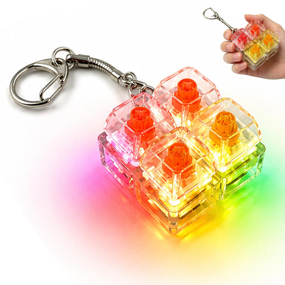 Led Light Up Keyboard Switch Fidget Keychain Stress Relief Toy Colorful Clicky Mechanical Sensory Pendant Gift