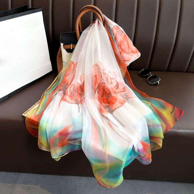 New Beach Stoles Sunscreen Wraps Shawls Silk Scarf Spring Foulard Female Hijab Scarves Wraps for Women Hijab Headband Bandana