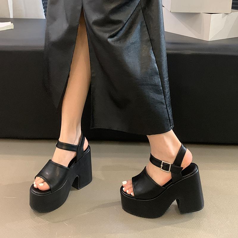 12cm New Style Popular Ultra-high Heel Waterproof Platform Women's Summer Outerwear Slippers Plus Size 34-43 Zapatos Mujer