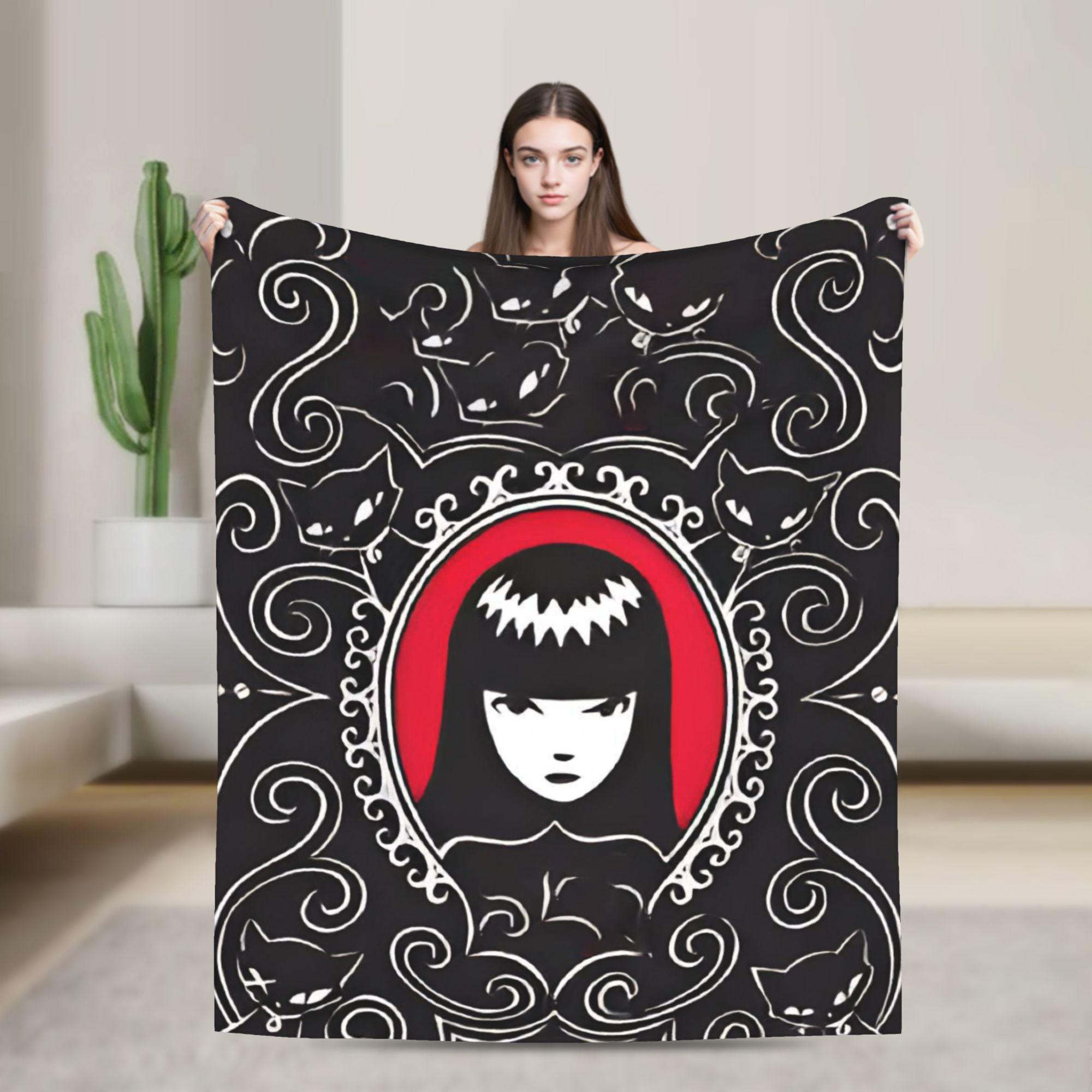 E-Emily the Strange Printing  Blanket Velvet Textile Decor Cartoon Breathable Warm Throw Blankets for Home Outdoor Bedding Throw 75X95CM