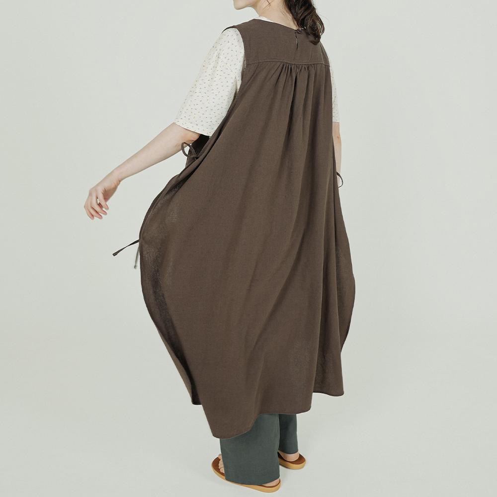 CHIQUITA Apron Dress (Linen) Brown 252201Sbr