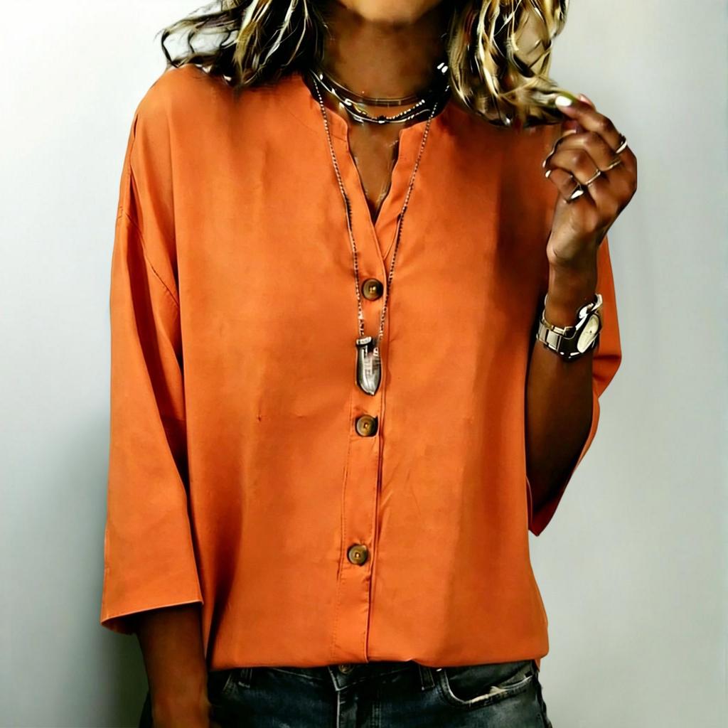Women's Fashion New Summer Button Loose Shirt Women's Casual Versatile T-Shirt Top