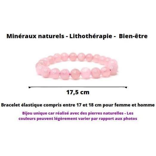Rose Quartz Bracelet Natural Stone Lithotherapy - 8mm Beads - French Brand - Woman and Man - Minerals Stones S[n2715]