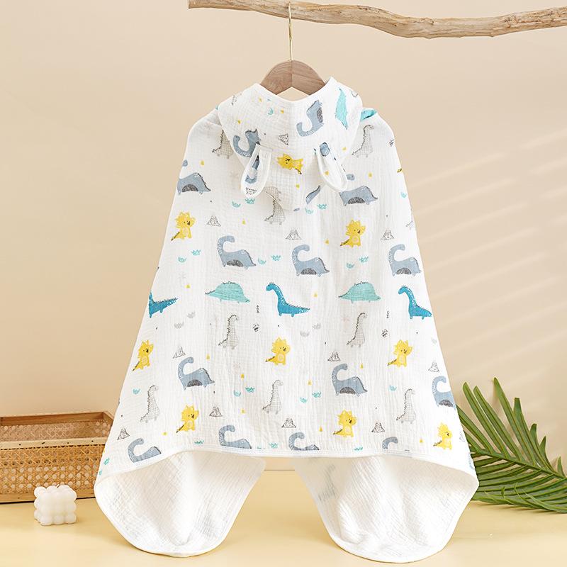Children's Hooded Cotton Gauze Cape Bath Towel Infant Cartoon Cape Baby Cape Can Wear Bath Towel