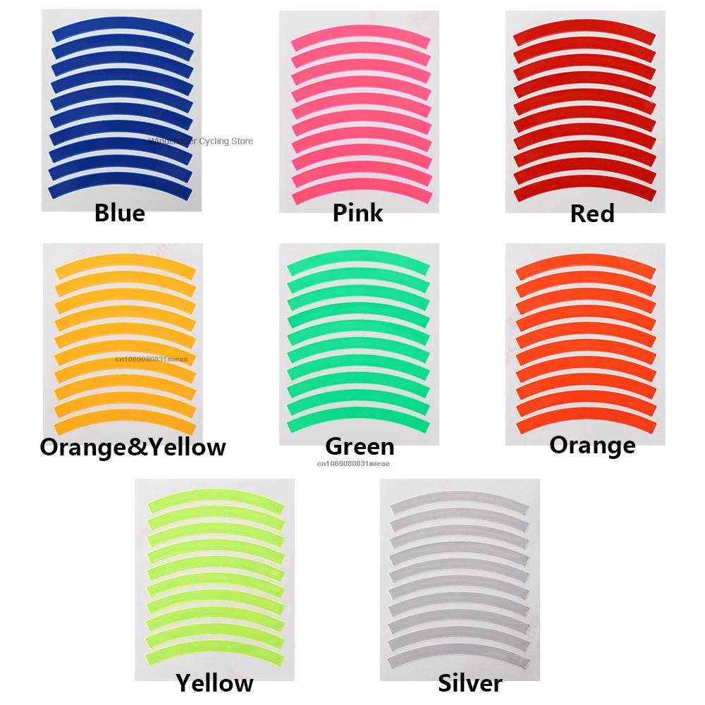 Bike Wheels Reflective Stickers Cycling Fluorescent Reflect Strip Adhesive Tape for 1pc MTB Bicycle Warning Safety Decor Stic