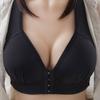 Women's Front Button Bra Without Steel Ring Gathered Thin Cup Four-Breasted Underwear
