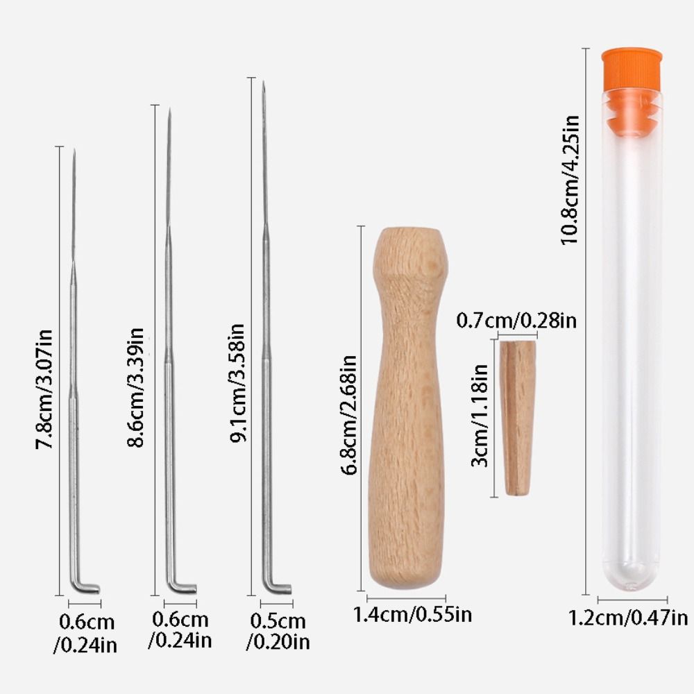 Creative Felting Needles Set Wooden Handle 3 Sizes Felting Needles Felting Needles with Bottle Handmade Professional