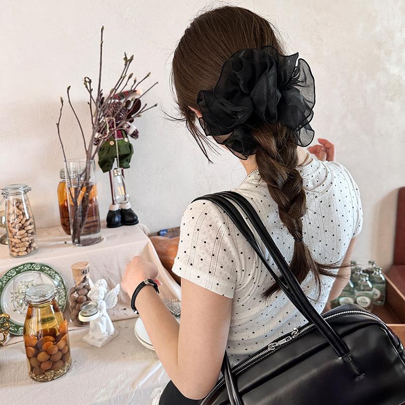 Eugen Yarn Large Intestine Hair Band Women'S Headgear Simple And Advanced French Head Flower Hair Rope Hair Band Hair Accessories