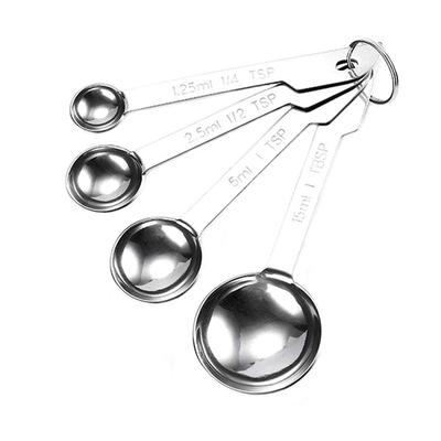 Vivi Bakie Measuring Spoons, 4-Piece8-Piece Set, Stainless Steel, Thick Handle, for Seasonings and Liquids, Compact and Easy Storage (4-Piece Set)