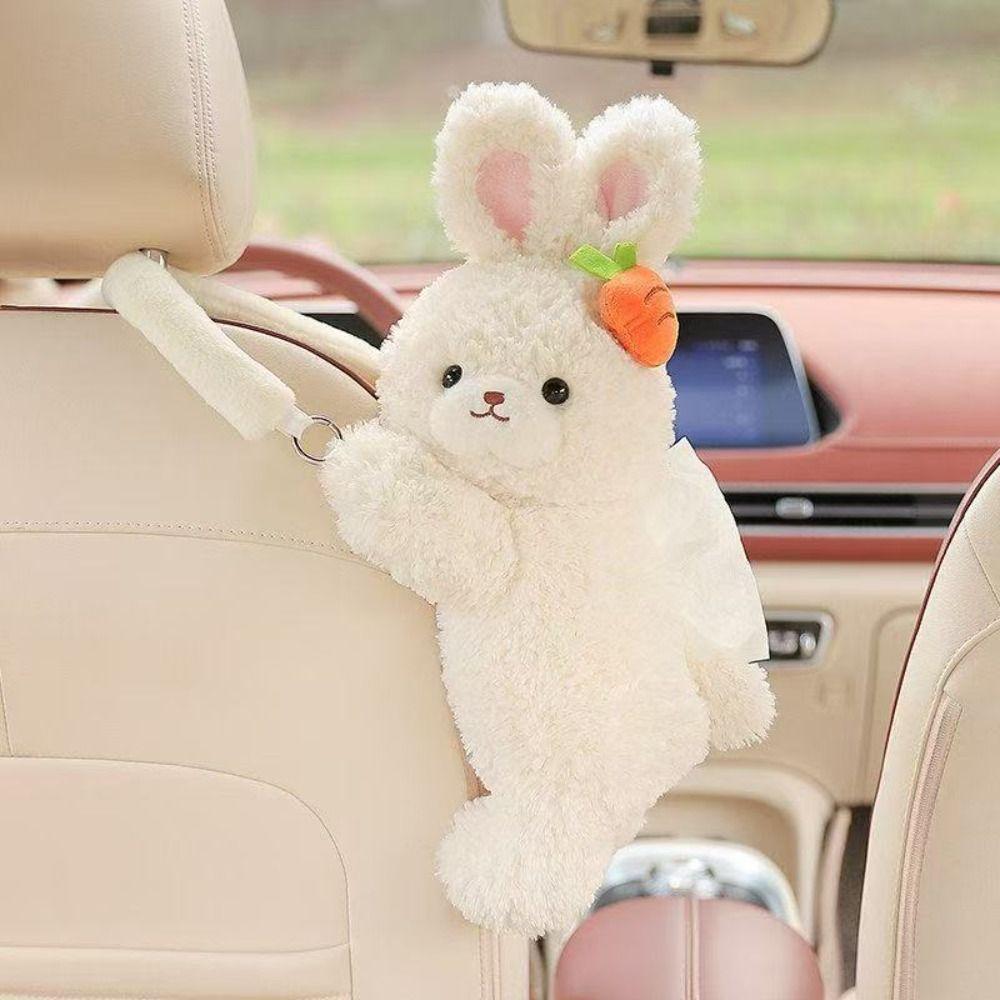 Plush Doll Car Tissue Box Cartoon Cat Kitten Paper Box Cute Armrest Box Paper Case  Car Inner Decor