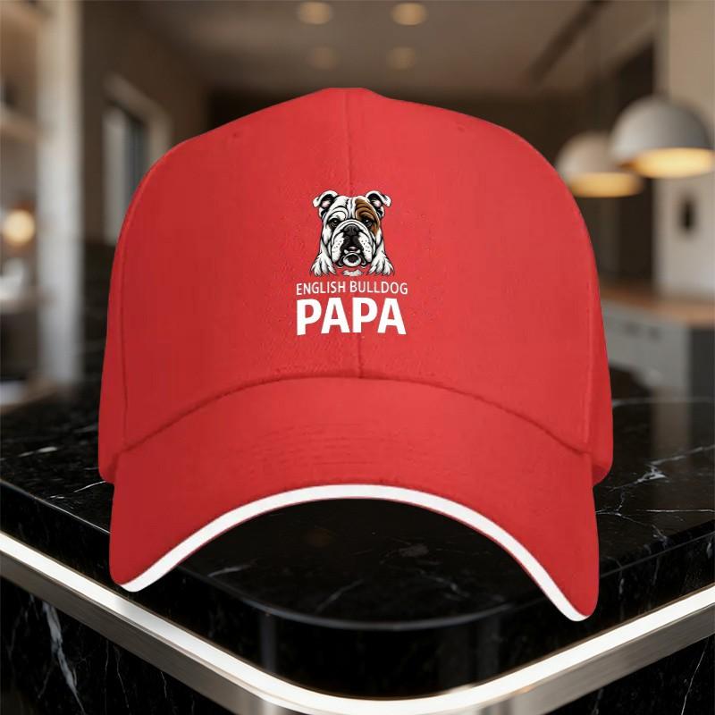 English Bulldog Papa Baseball Cap Cotton Adjustable Casual Dad Hat for Unisex Outdoor Sun