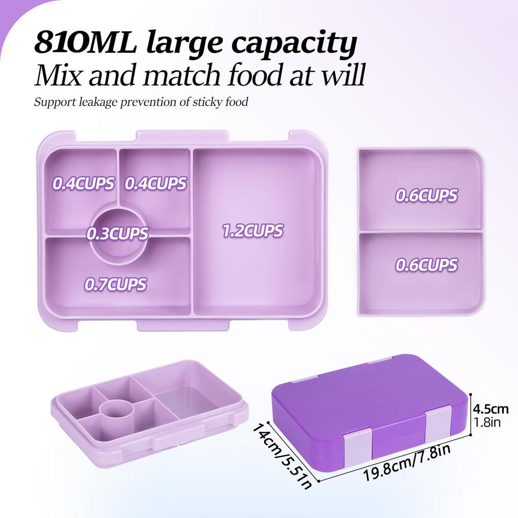 Bento Lunch Box with Compartments Lunchable Food Container Microwave Dishwasher Snack Food Container for School Picnic Box